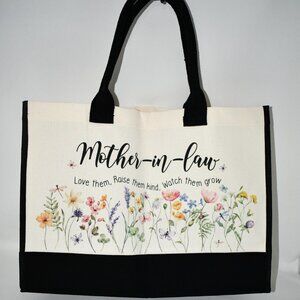 Mother in Law Canvas Tote Bag, Love Them, Raise them, Watch them Grow NWT